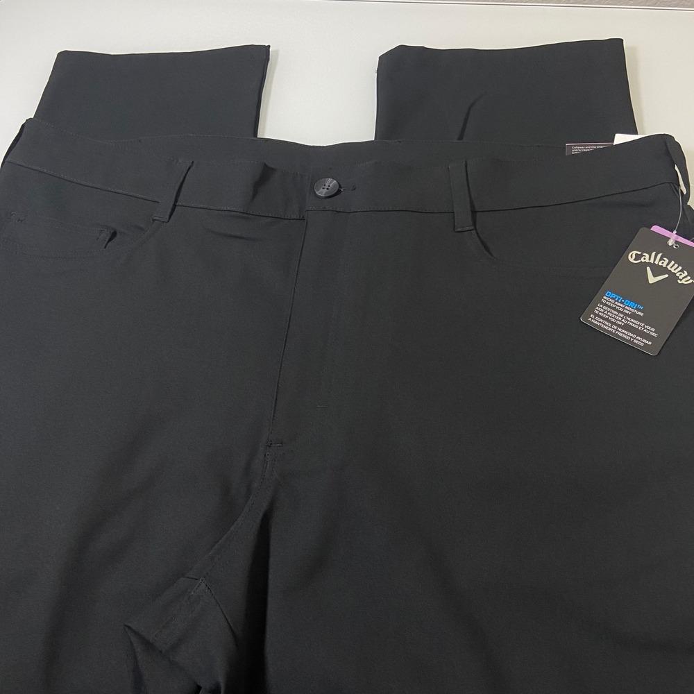 Callaway Mens 40x30 Black Golf‎ Pants New Opti-Dri Sorona Agile Stretch 5-Pocket